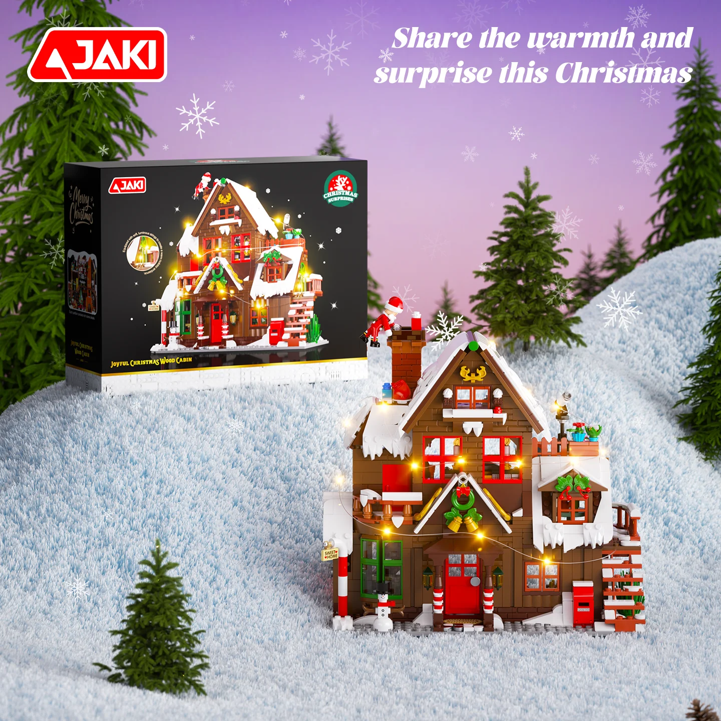 JAKI هدية عيد الميلاد تجميع نماذج المنزل الخشبي، ديكور المنزل، مجموعة مكعبات البناء، هدية العيد للبنين والبنات