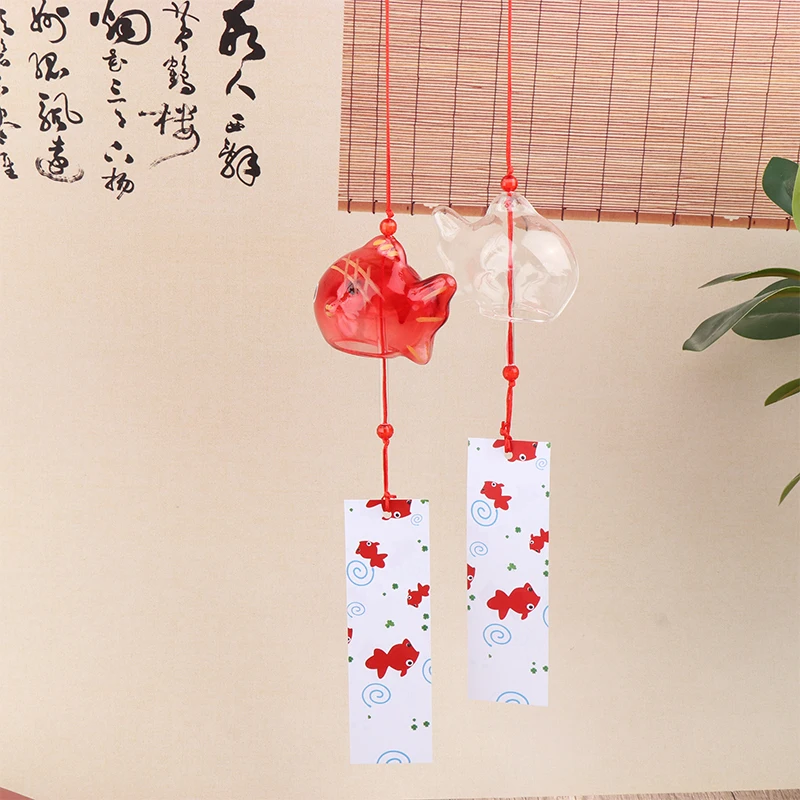 Wind Chime Chimes Japanese Glass Bell Bells Style Goldfish Garden Hanging Outdoor Decor Pendant Furin Decorative Fish Ornament