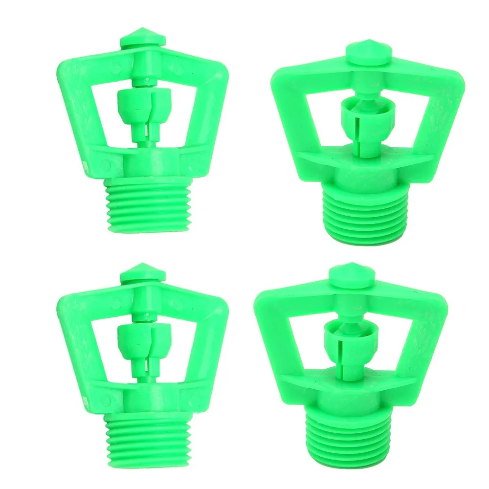 10PCS G1/2 Male Thread Rotating Sprinkler 360 Degree Easy To Install Irrigation Sprinkler Green Plastic Garden Sprinkler