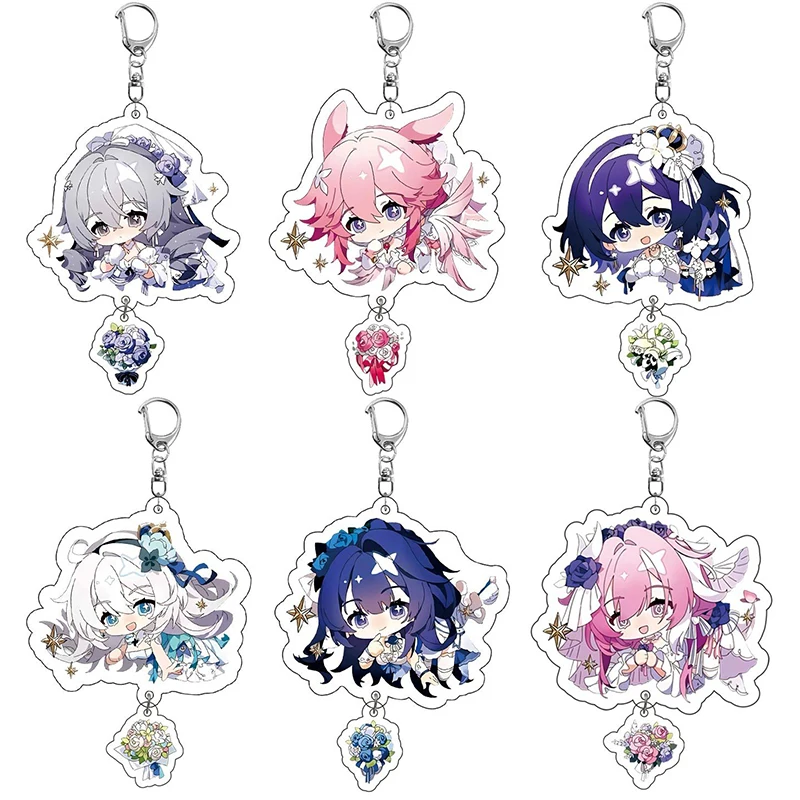 Game Honkai 3 Keychain Elysia Kiana Kaslana Yae Sakura Seele Vollerei Figure Pendant Car Key Chain Jewelry Gift Accessories