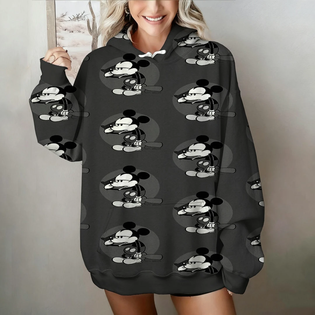 

Disney Women's Mickey & Minnie Christmas Printed Hoodie Warm for Autumn ; Winter Great for Street Holiday Fashion Daily Wear