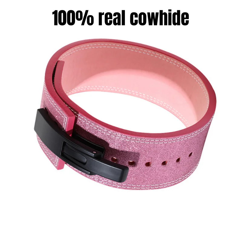 Women Weight Lifting Belt Shiny Design Powerlifting Lever Belt Gym Cowhide Fitness Belt for Deadlift Squat Strength Training