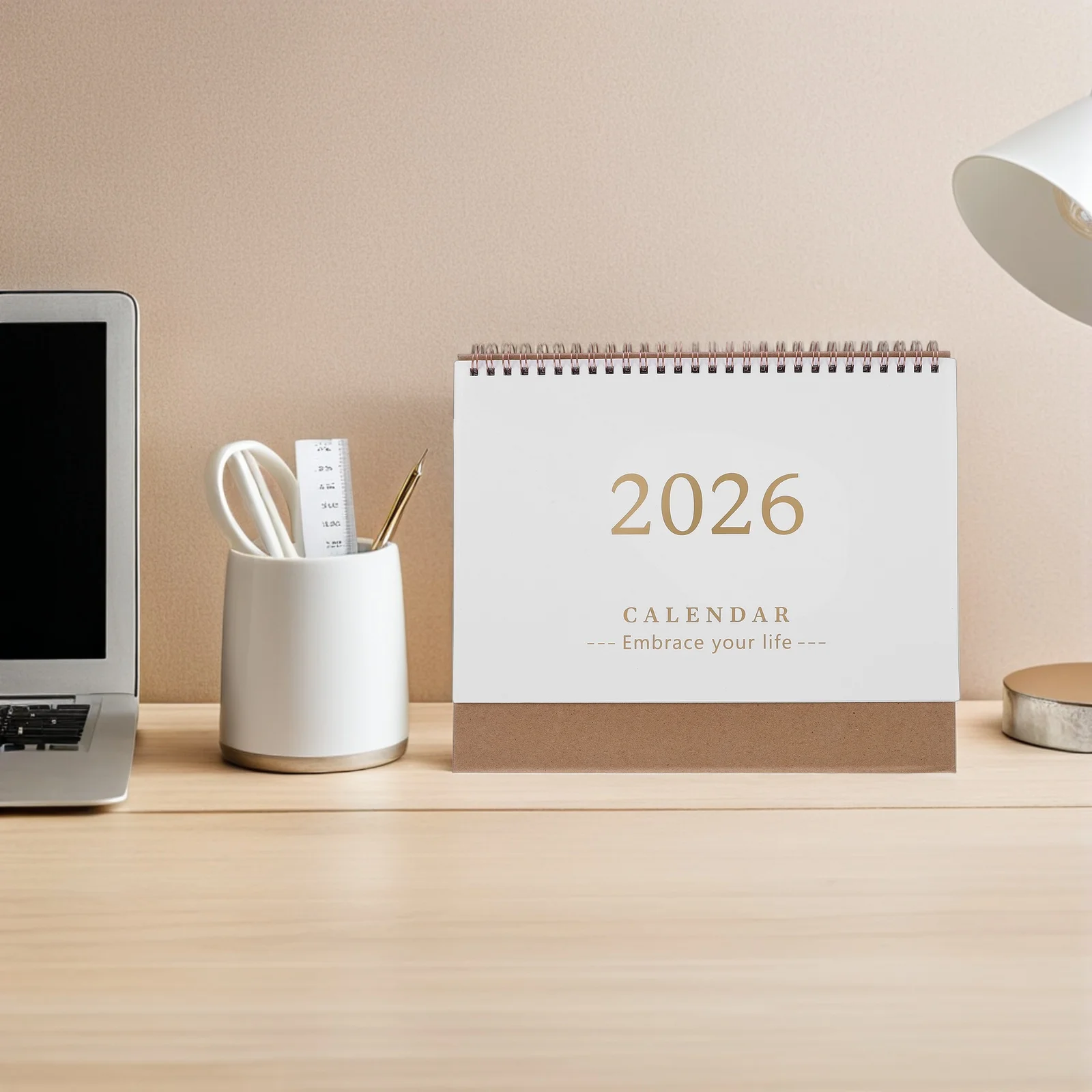

2026 Desk Calendar Coil Binding Flip Planner Simple Elegant Daily Agenda Thick Paper Office Home Use Table Standing for Task