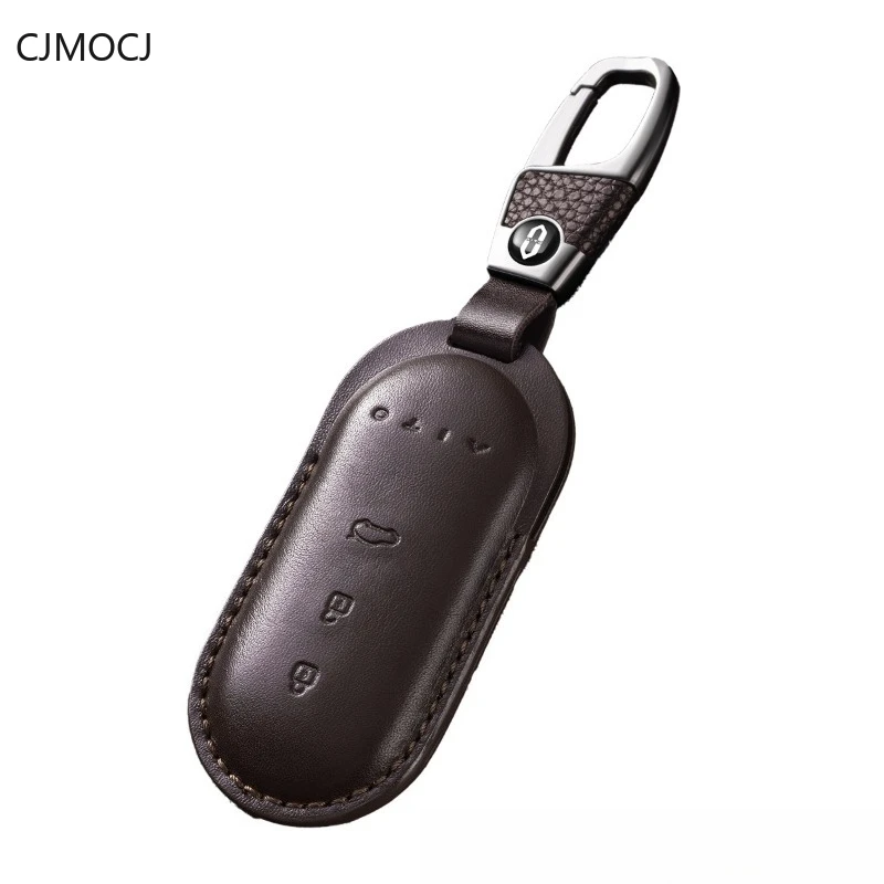 Premium Genuine Leather Key Cover Case for AITO M8 / M9 / M5 / M7 - Scratch-Resistant Protective Key Fob Shell Keychain