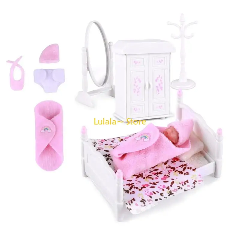 Y4QA 3 polegadas miniatura boneca bebê silicone realista silicone com acessórios para crianças finge brincar jogo