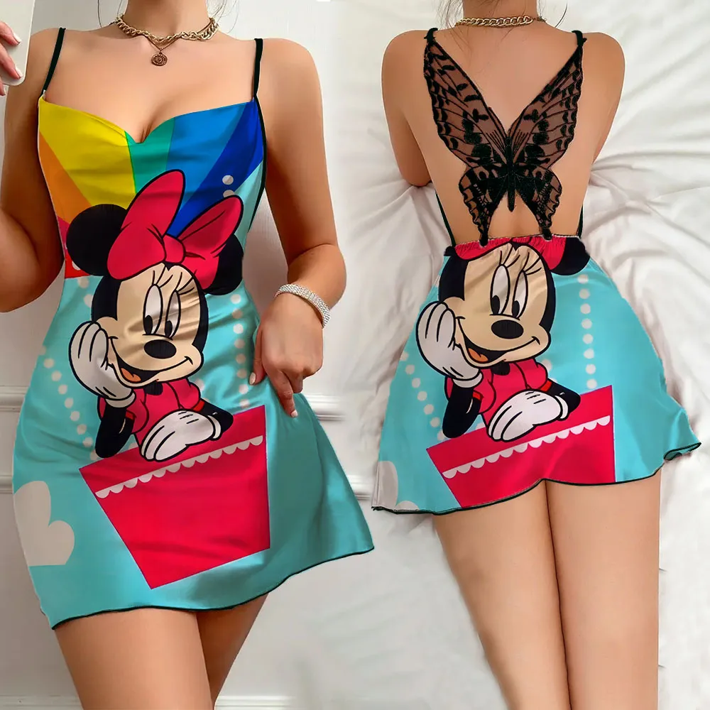 2024 Summer Pajama for Women Sexy Female Home Dress Disney Cartoon Pattern Women's Pajama New Sleevesless Female Nightwear