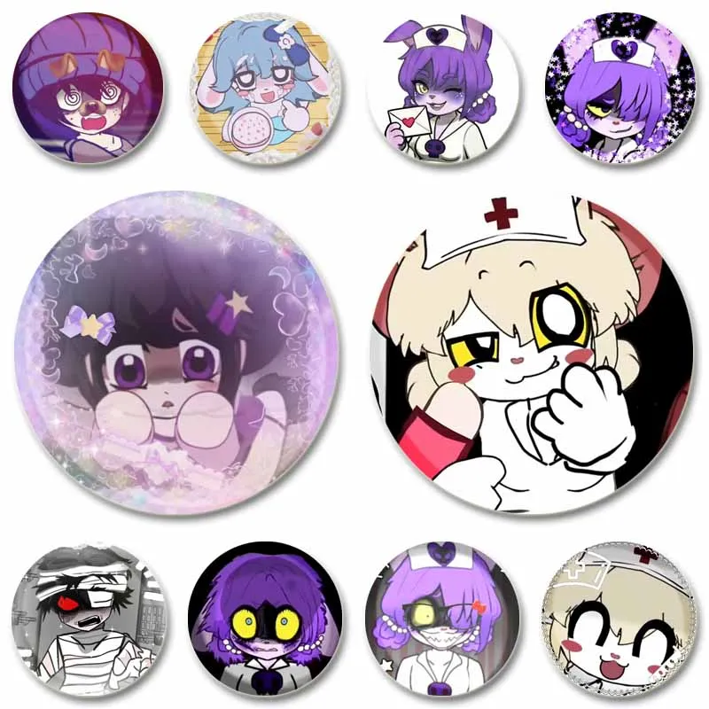 Horror Game Terrible Mouse Lorna Leima Luke Badge Cartoon Role Playing Brooches on Backpack Clothes Handmade Round Enamel Pins