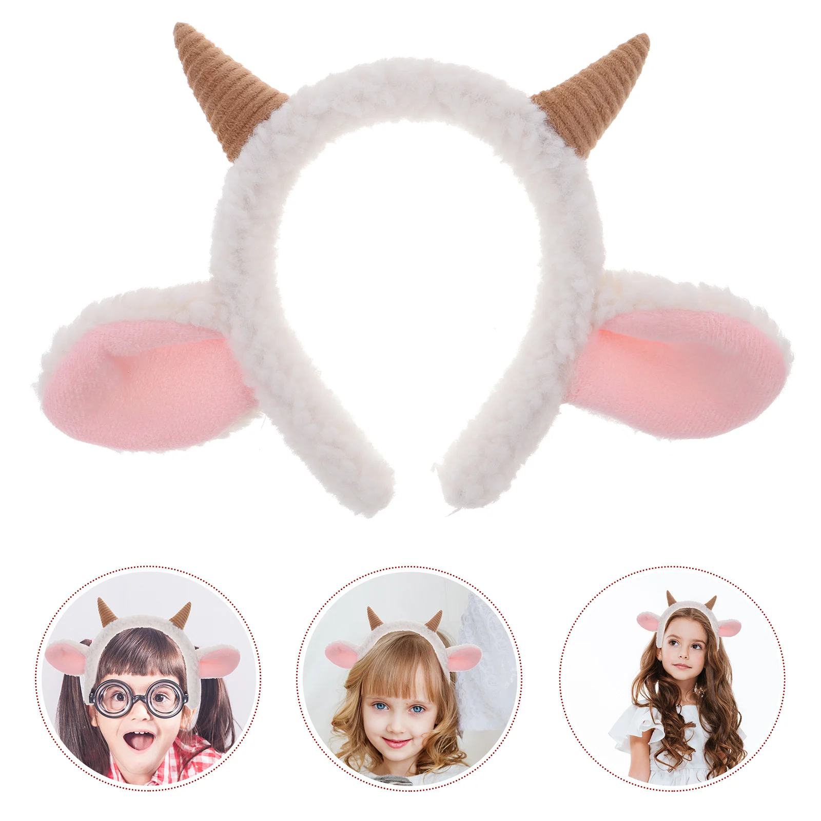 Cute Sheep Horn Lamb Ear Soft Fleece Women Headband Makeup Head Hair Band for Wash Face Makeup Headband Makeup Accessories