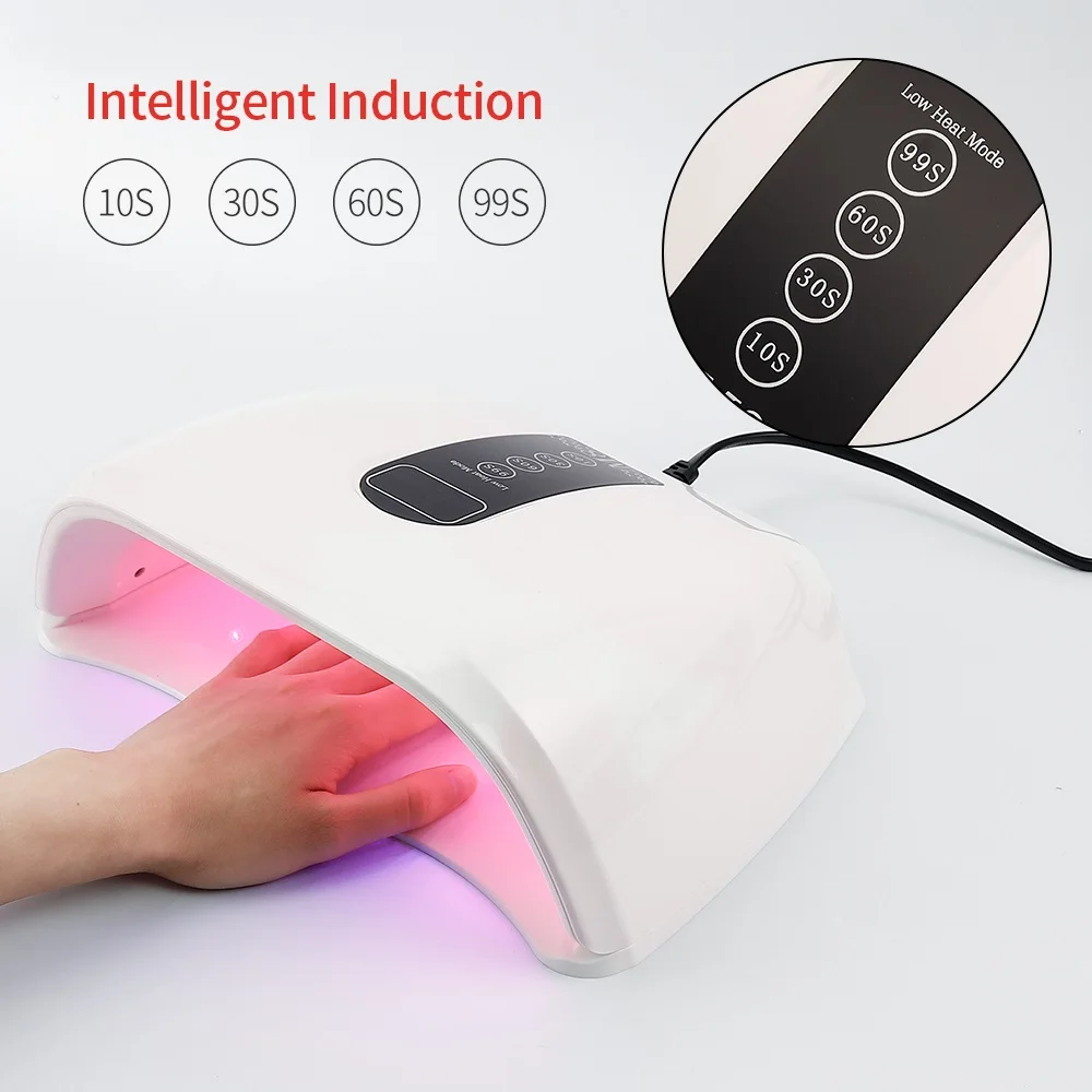 96W Red Dual UV Light Nail Lamp Dryer Gel UV 48LEDs Lamp Manicure Nail Polish Dryer Machine For Fast Drying Nail Art Tools