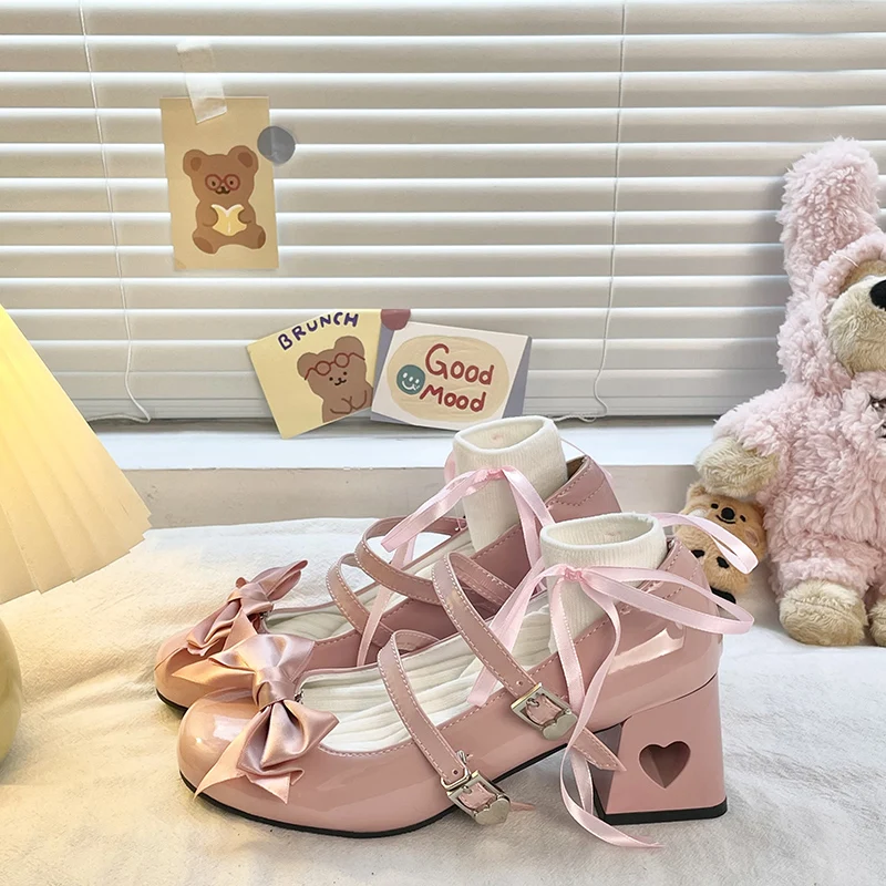 

Japanese Cute Lolita Sweet Cool Mary Jane Leather Shoes Women's 2024 Summer New Bow Jk Single Shoes