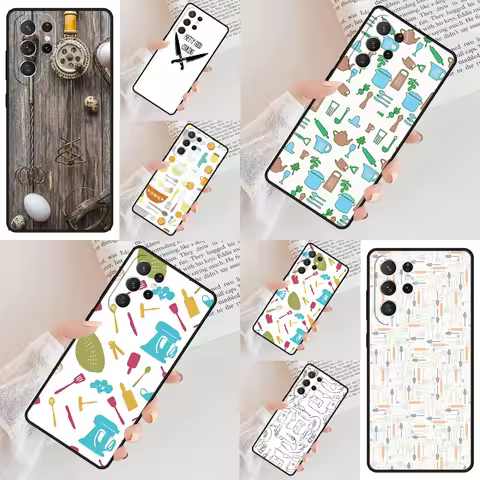 KITCHENWARE PATTERN Phone Case For Samsung Galaxy S24 S23 S22 S21 Ultra S10 Note 10 Pro S20 Plus FE S9 S8 Cover