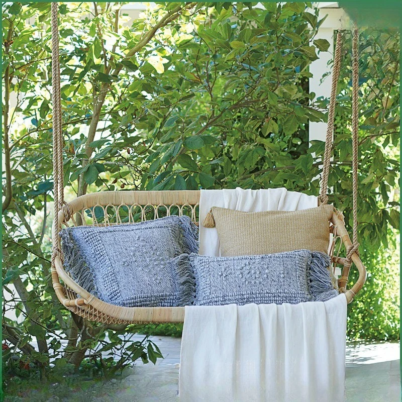 كرسي معلق سلة كرسي الروطان الشمال مزدوج داخلي للأطفال أرجوحة المنزل السرير والإفطار غرفة المعيشة كرسي متأرجح #3