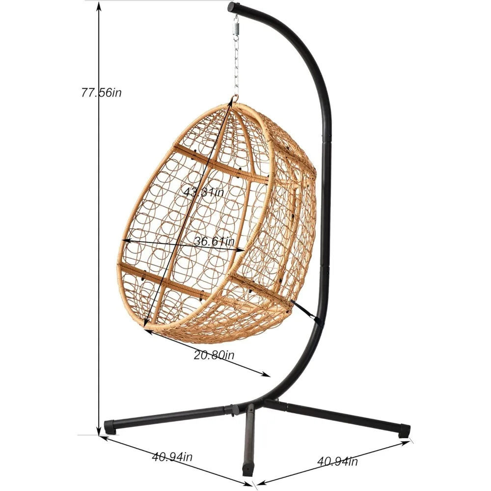 كرسي معلق داخلي/خارجي/كرسي أرجوحة مع حامل، كرسي أرجوحة معلق على شكل بيضة مع وسائد قابلة للإزالة والغسل #5