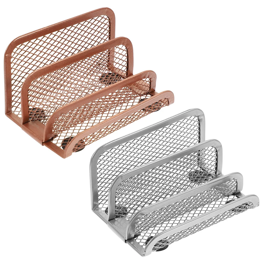 2 قطعة شبكة معدنية وثيقة حامل حامل كتب لمكتب سطح المكتب تخزين الرف طوي ملف صينية مجلة رف منظم منزلي #4