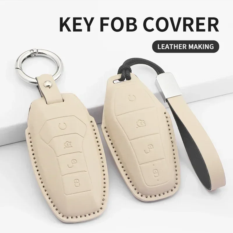 

For BYD Car Key Case Cover Remote Fob Song Plus Atto 3 Han EV Tang DM Qin Seal Dolphin PU Leather Holder Key Bag Accessories