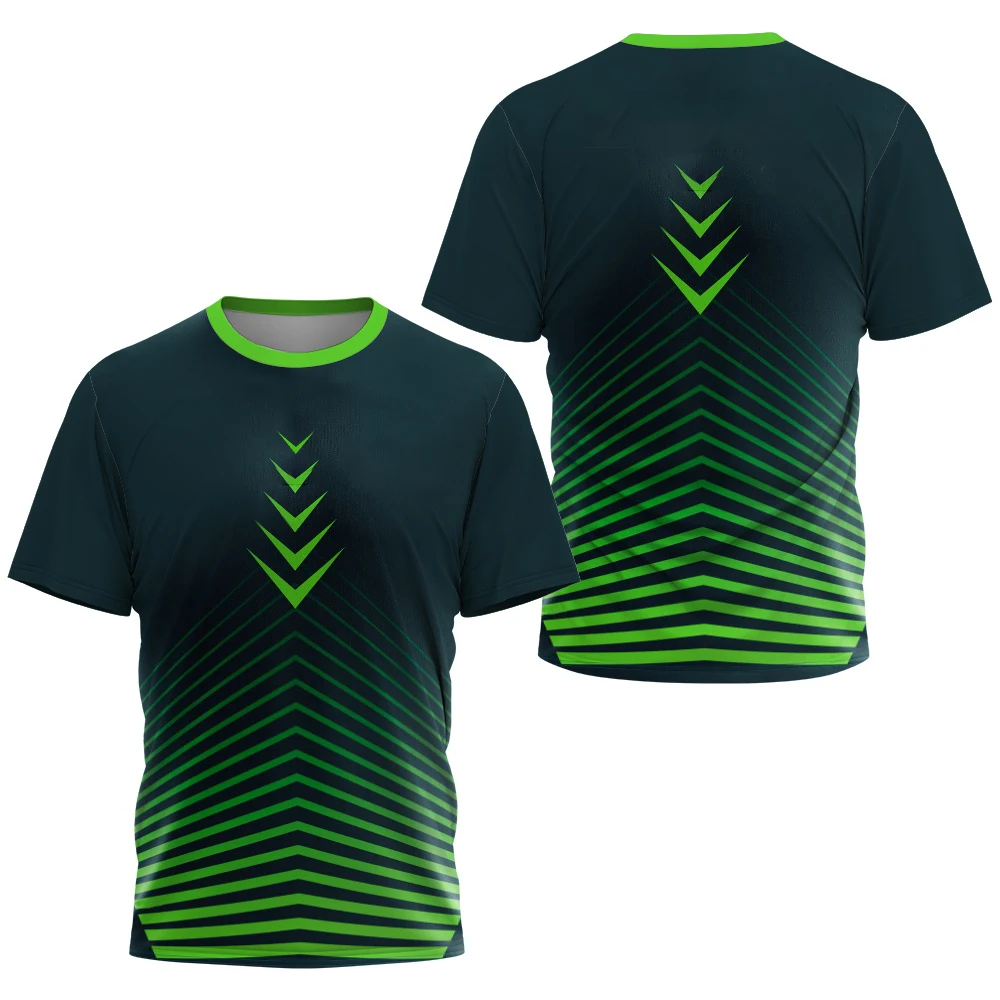 Fashion Gradient Stripe Print T Shirt For Men Badminton Table Tennis Training Men's Clothes Summer Tops Casual  Sports T-Shirts image 3