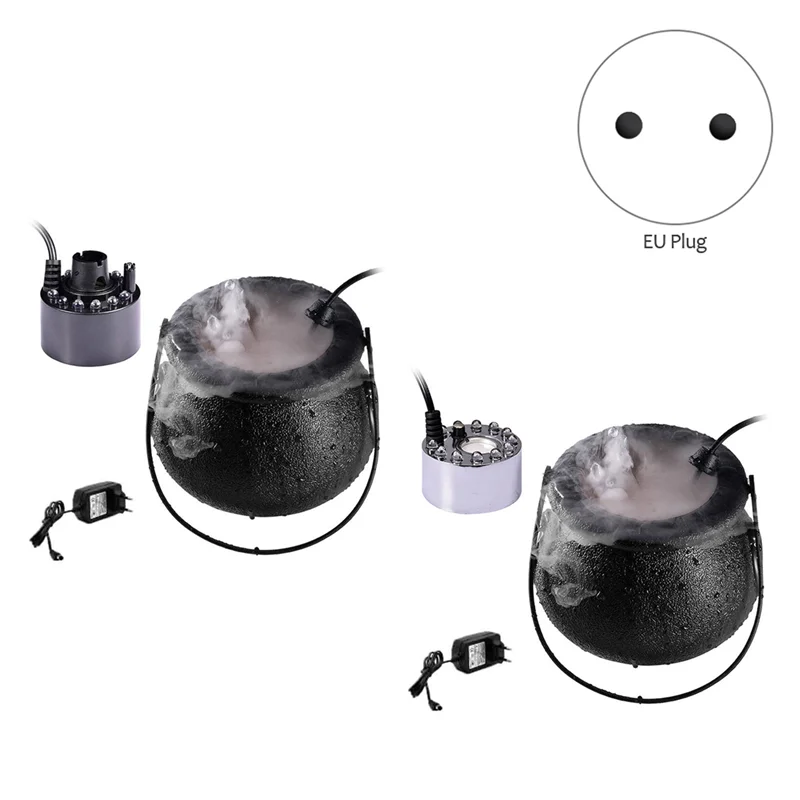 Halloween Smoke Machine LED Humidifier Fog Mist Maker Color Changing Witch Pot Party Decoration Prop (Plastics) EU Plug