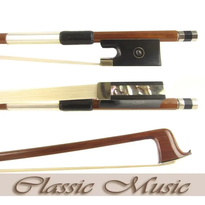 SILVER Pernambuco Violin Bow with Crafted Silver Tip(4/4), Good Mongolian Horse Hair Hot Sell.