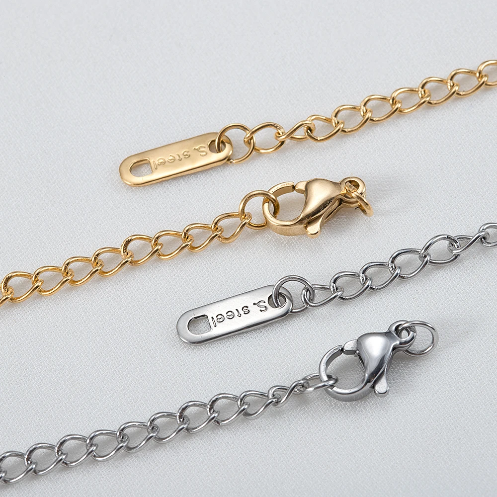 10pcs Stainless Steel Extended Tail Chain With Lobster Clasps Connector for DIY Bracelet Necklace Extension Chain Jewelry Making image 2