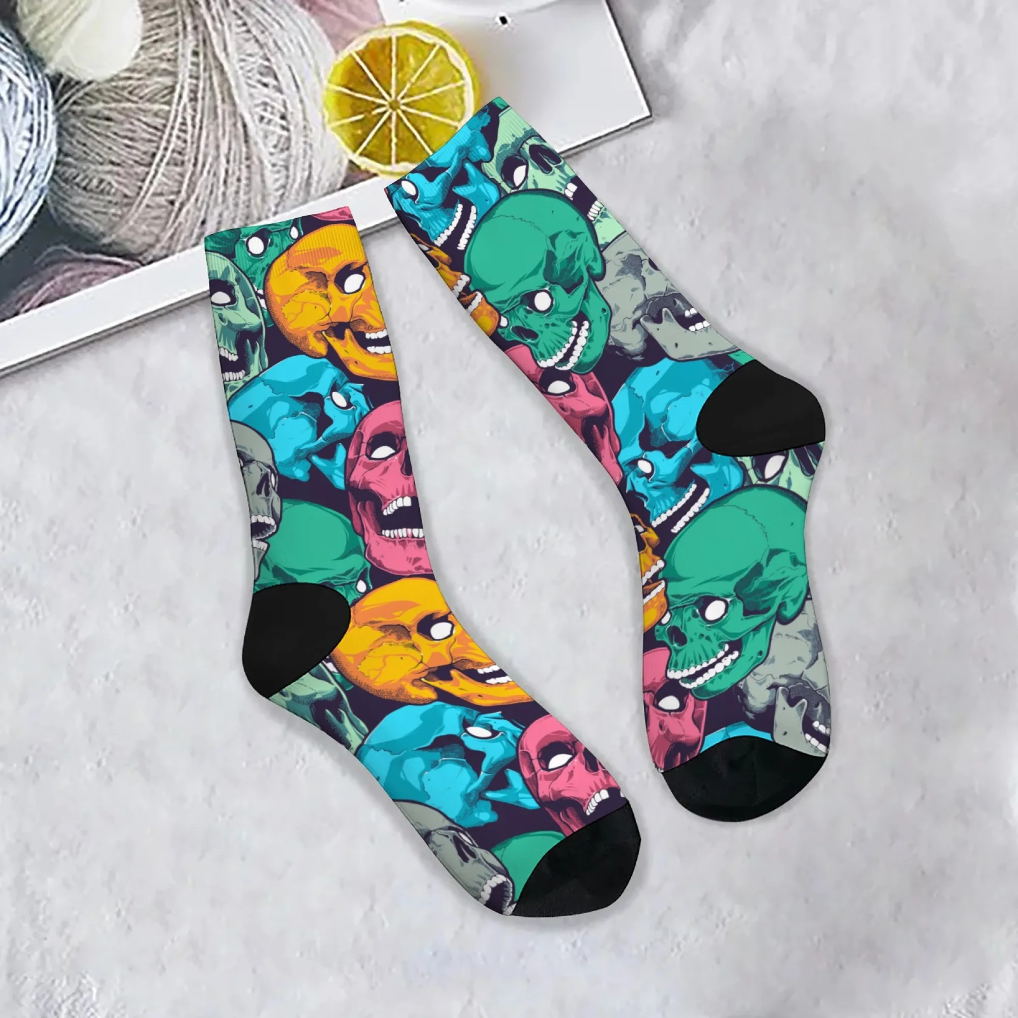 نابضة بالحياة الجمجمة الرجال الجوارب ريترو ستايل مجنون الشارع الهيب هوب جوارب بأشكال مضحكة تنفس المضادة للانزلاق في الهواء الطلق جوارب رياضية عصرية غير رسمية
