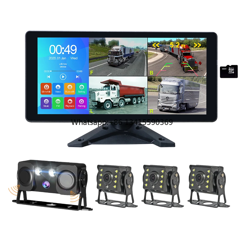 

10.36 Inch Android Auto Split Screen DVR Carplay Monitor with Backup Reverse Camera Kit 1-Year Warranty for Trucks