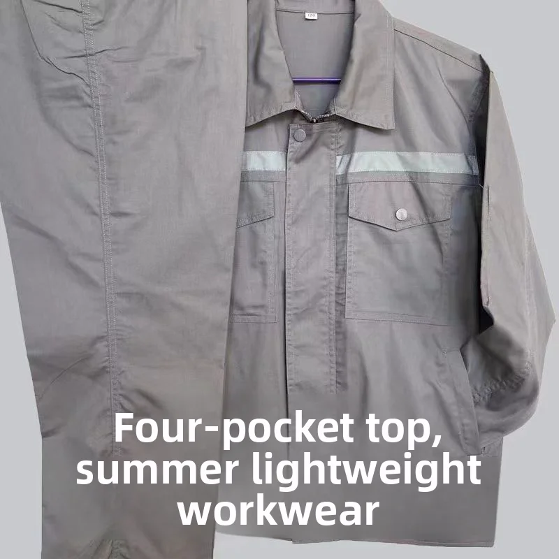 

Ультратонкий комплект рабочей одежды из чистого хлопка с длинными рукавами для мужчин: дышащий, влагоотводящий, модный, для промышленного использования