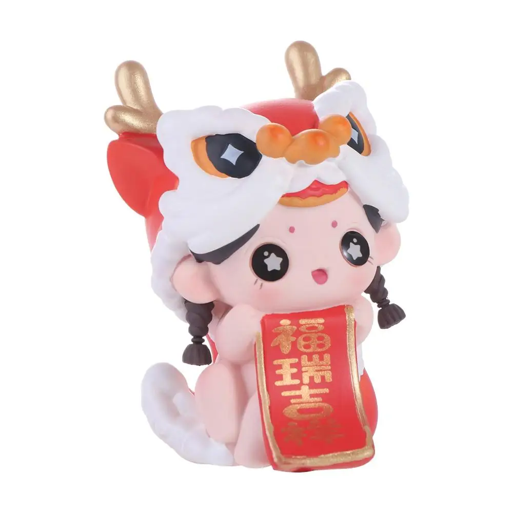 

Gift Boy and Girl Lion Dance Doll Chinese Style Red Lion Dance Boy Statue Chinese New Year Lion Dance Ornaments Spring Festival