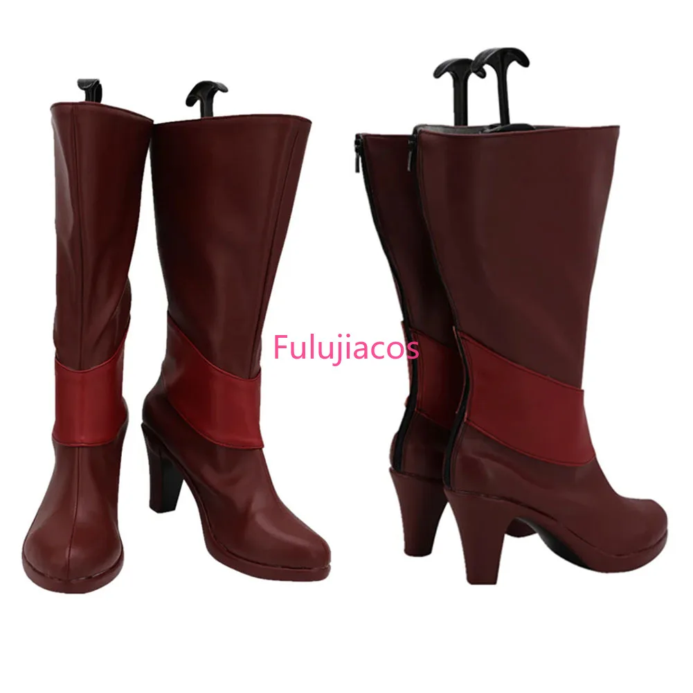 Fulujiacos Alastor Cosplay shoes Anime Cosplay Boots High Heel Leather Shoes Alastor Red Boots For Adult Men Male Custom Made