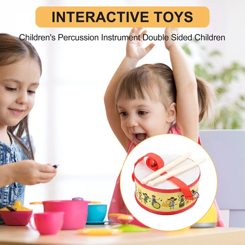 Tambour en bois pour enfants, jouets musicaux pour bébés, battement de tambour à main