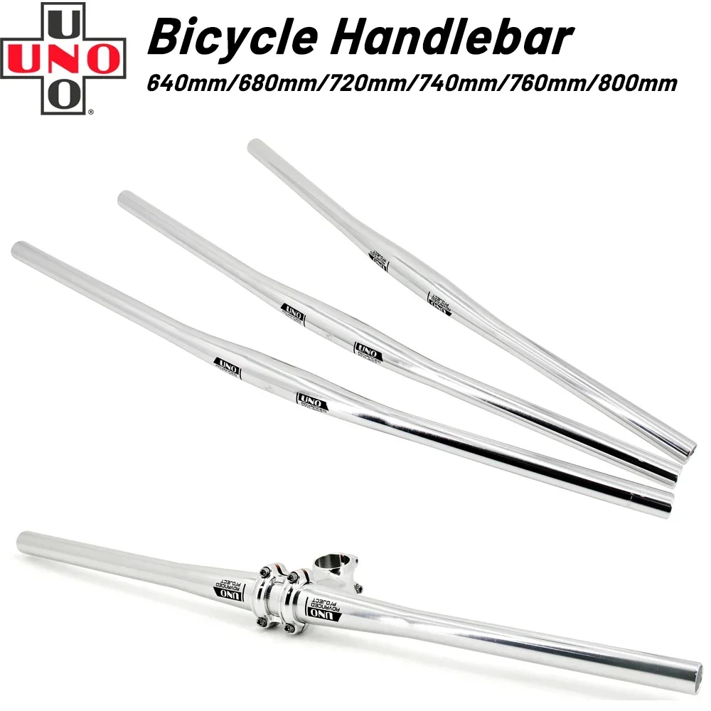 UNO Steering Wheel Aluminium MTB Road Bike Handlebar Riser Flat Bar 31.8* 640 680 720 740 760 800mm Bicycl Handlebar MTB Parts