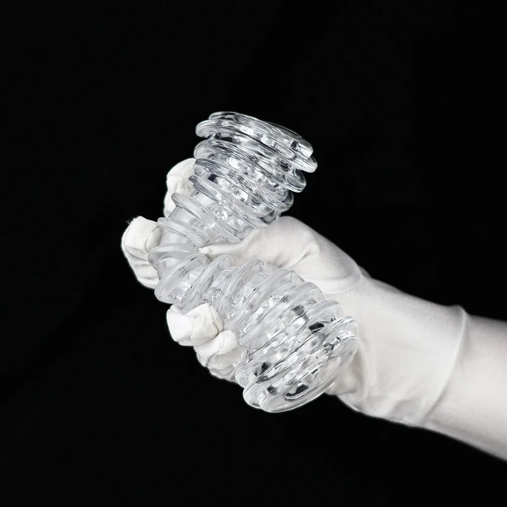 شفافة عالية TPE لدغ قناة ذكر الاستمناء دوامة كم المدرب الكبار لعبة الجنس للرجال جهاز استمناء