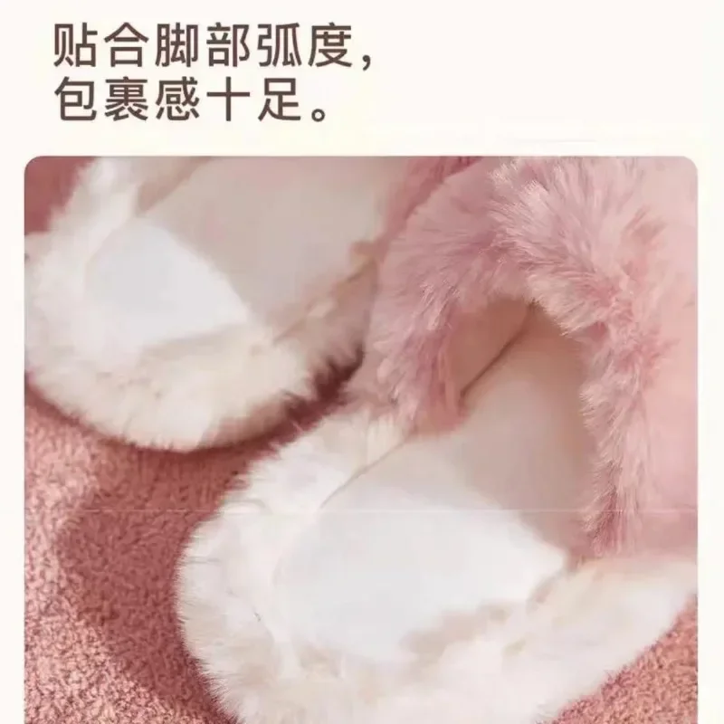 Disney Marie Cartoon Cute Winter Home Slippers Girly Heart Sweet Princess Style Fashion Versatile Non-Slip Warm Cotton Shoes