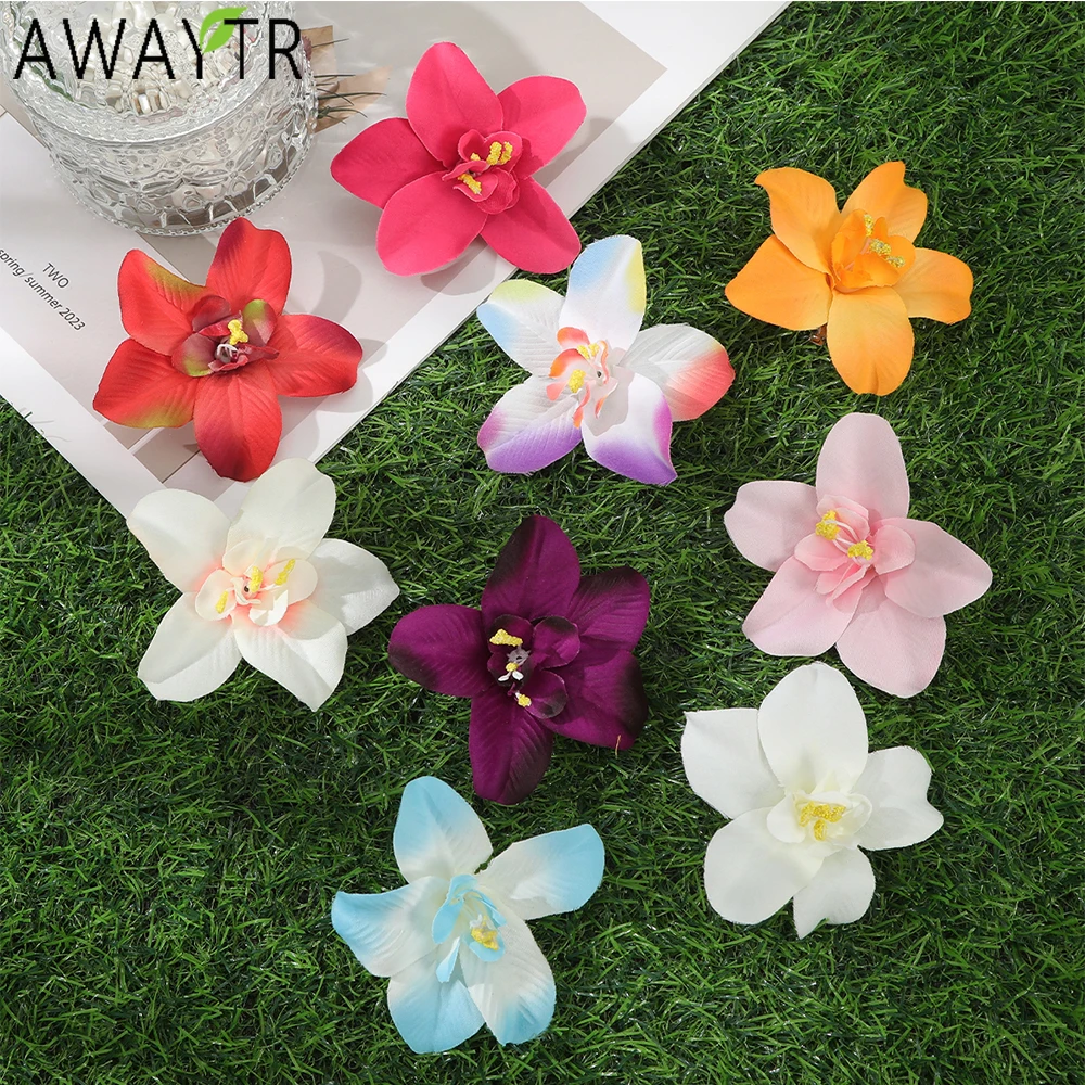 AWAYTR foglia Cattleya fiori tornante fermagli per capelli floreali artificiali copricapo di san valentino accessori per capelli ragazza regalo per