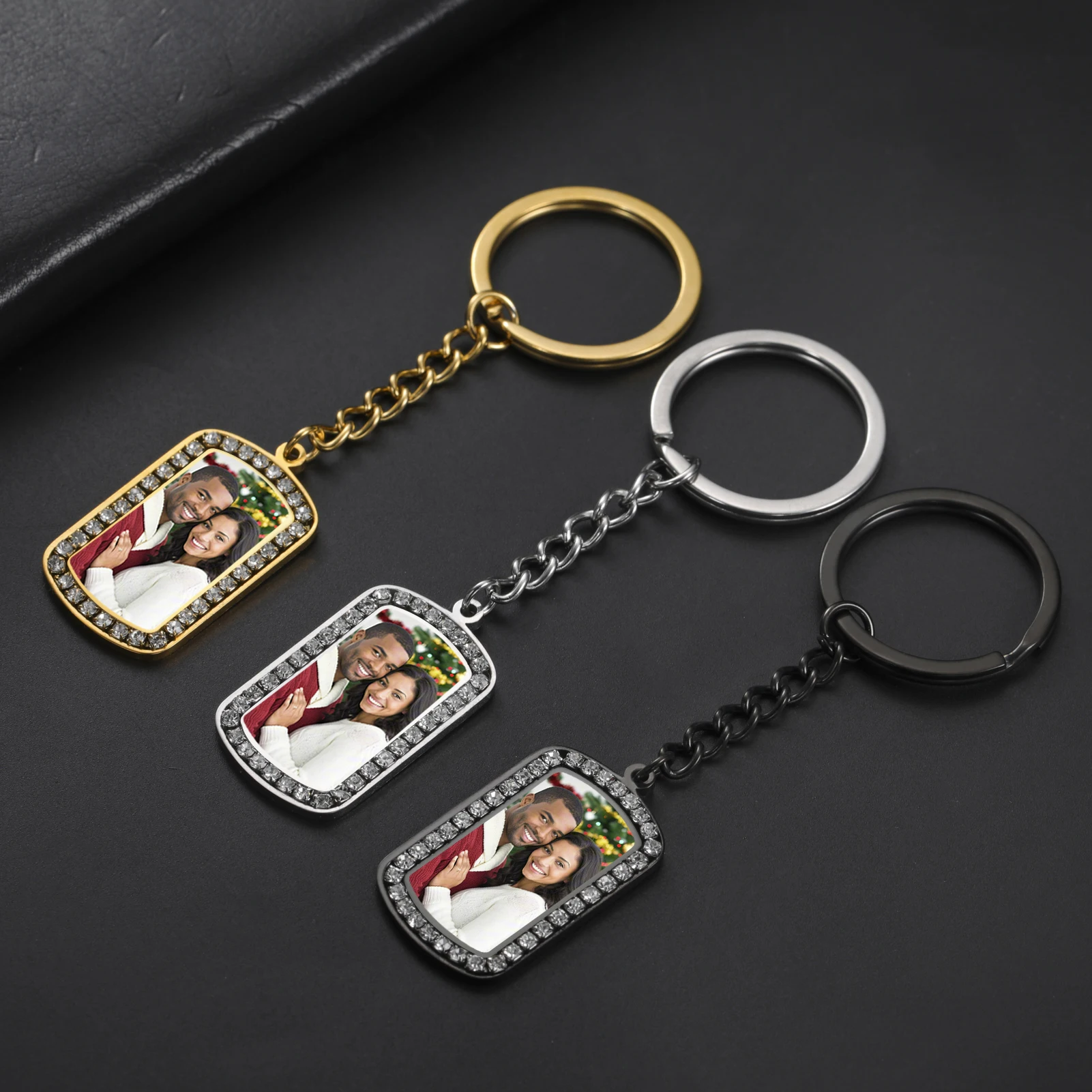 

Sipuris Custom Photo Logo Keychain For Women Family Nameplated Personalized Geometry Ellipse Zircon Jewelry Gifts For Couple