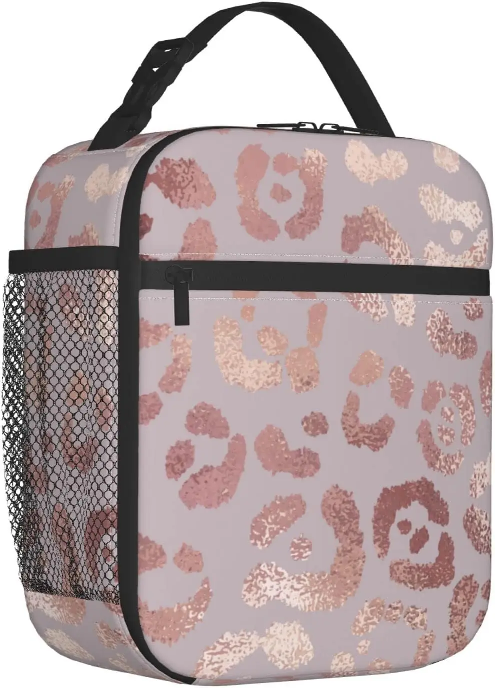 Rose Gold Leopard Lunch Box Reusable Insulated Lunch Bag Thermal Cooler Tote For Boys Girls Teen School Men