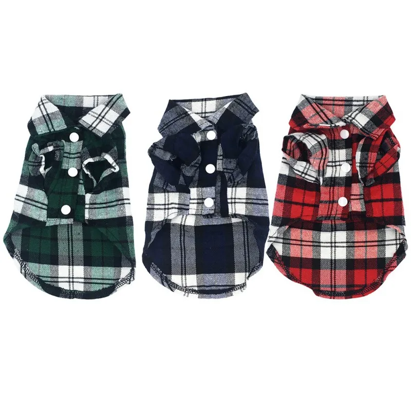 Camicia per animali domestici scozzese estiva moda gilet per cani in stile britannico vestiti per cani di piccola taglia magliette per cuccioli di