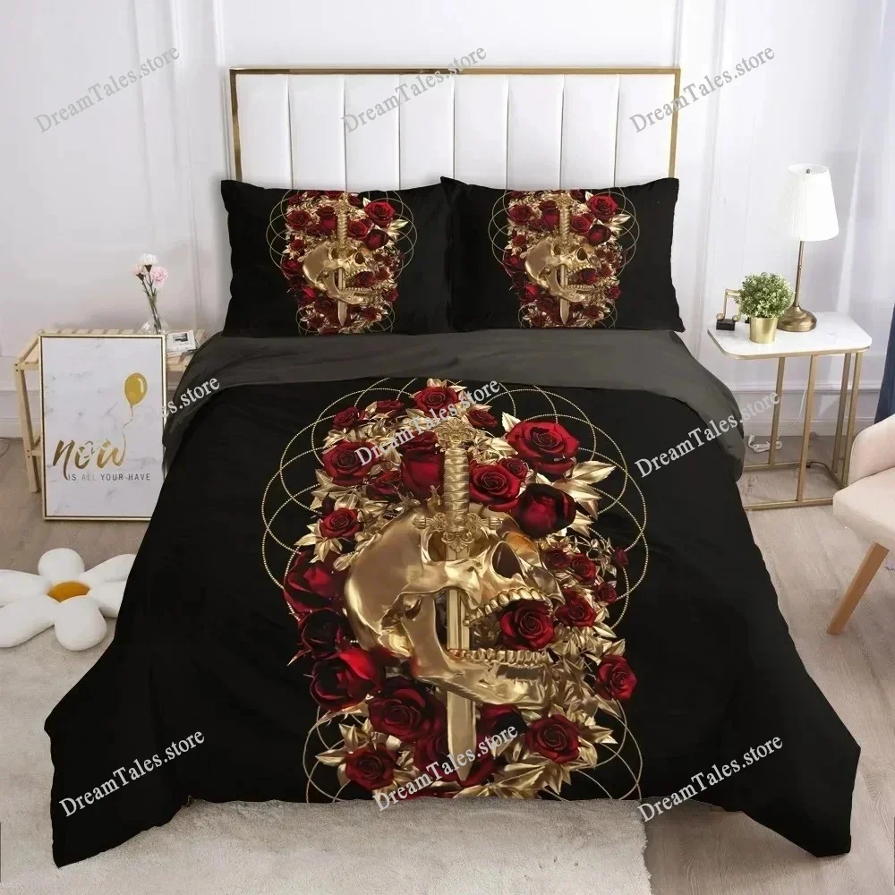 3D Scream Horror Skull Duvet Cover Set Queen Size Sugar Skull Bedding Sets Single Twin Full King Comforter Cover Bedroom Decor