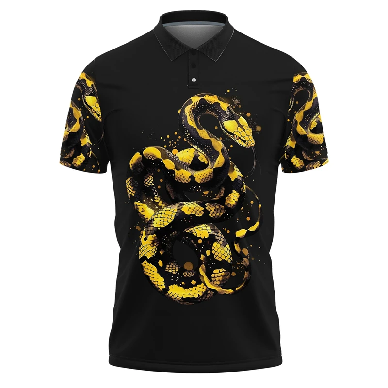 

Camouflage Snake 3D Printed Polo Shirts For Men Clothes Funny Streetwear Lapel Tshirts Cool Short Sleeve Tops Button Tee Shirt