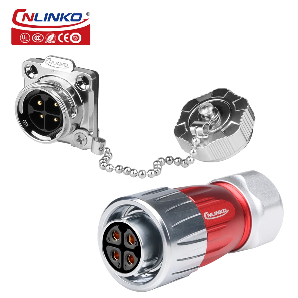 CNLINKO M20 4 Pin Metal Shell Male Female Cable Circular Connector DH20 IP68 Waterproof Plug Socket Anti-retreat Anti-vibration