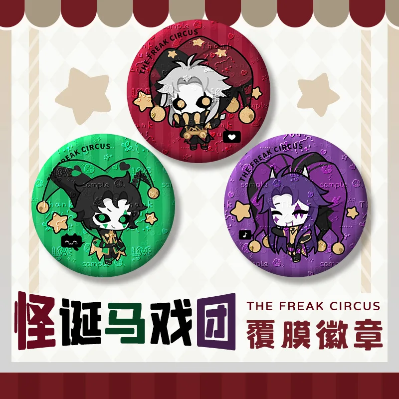 The Freak Circus Anime Badges Pins Jester Pierrot Harlequin Women Brooch Cartoon Creative Cosplay Brooches for Bag Accessorie