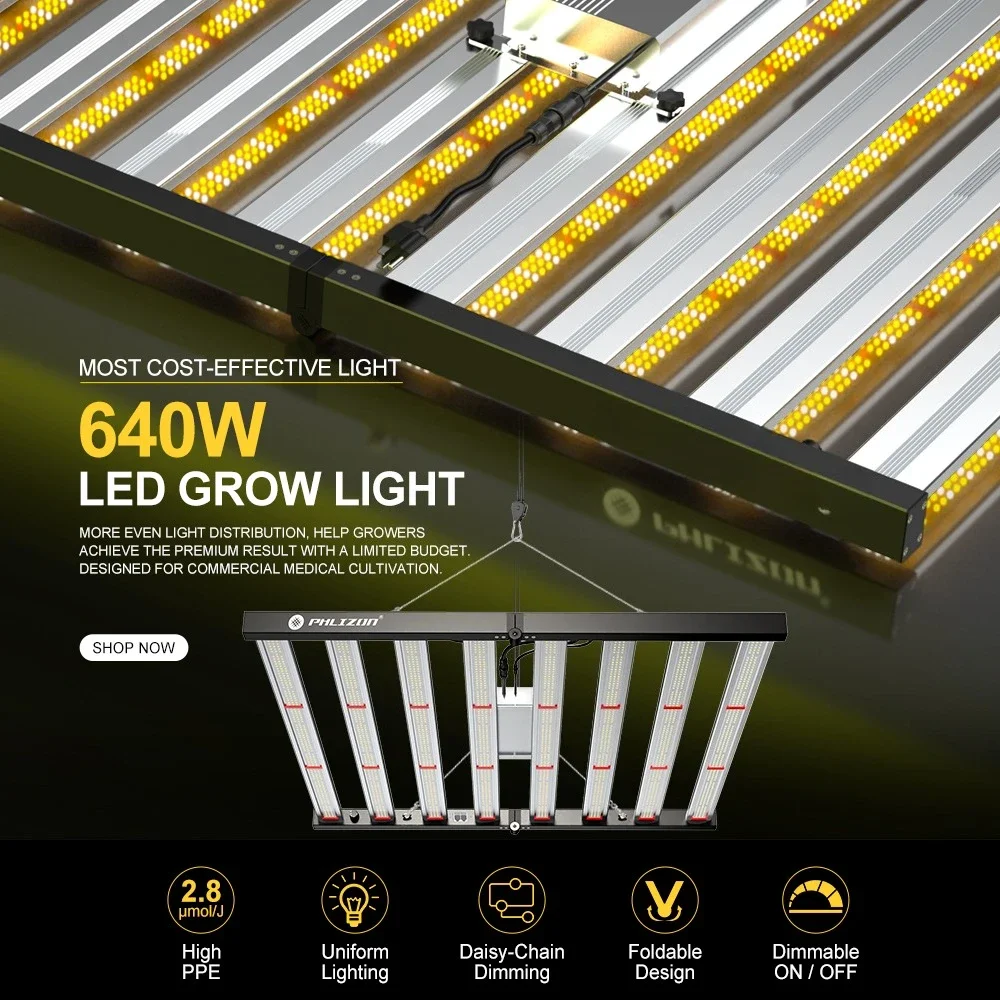 Stock Phlizon Full Spectrum Light 640W 800W 1000w Grow Light Smart Controller LED Plant Grow Lamp Bar