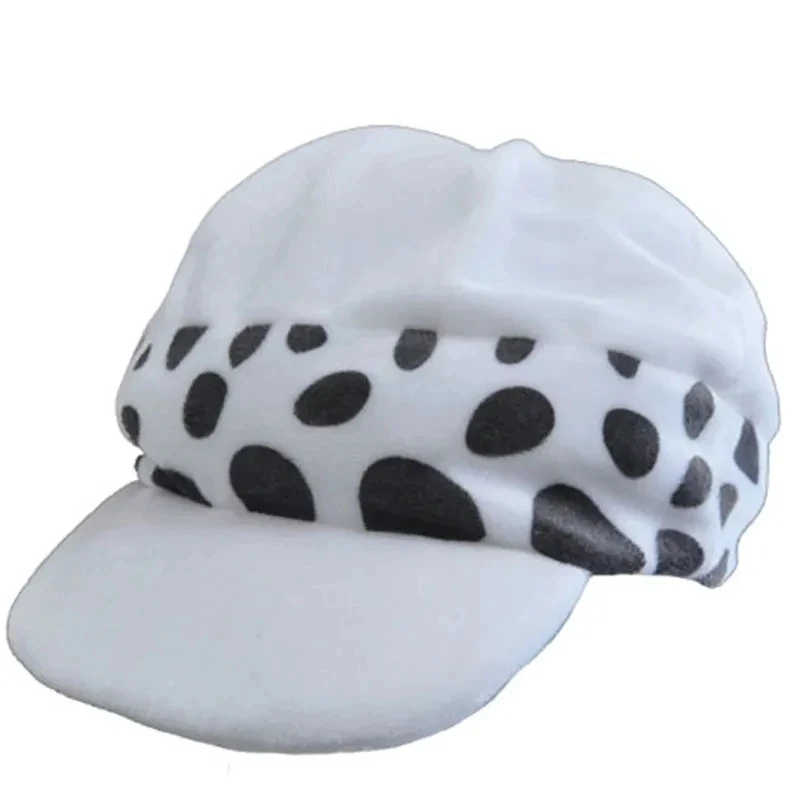 TYV55 Regalo de Halloween, Gorra de Trafalgar Law de Anime, Disfraces de Cosplay Unisex, Accesorios de Felpa con Puntos Blancos, Colección de Gorras de Béisbol L]]L