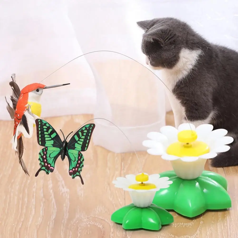 Rotating Electric Flying Butterfly Colorful Interactive Cat Dog Automatic Humming Bird Intelligence Training Rotating Funny Toys