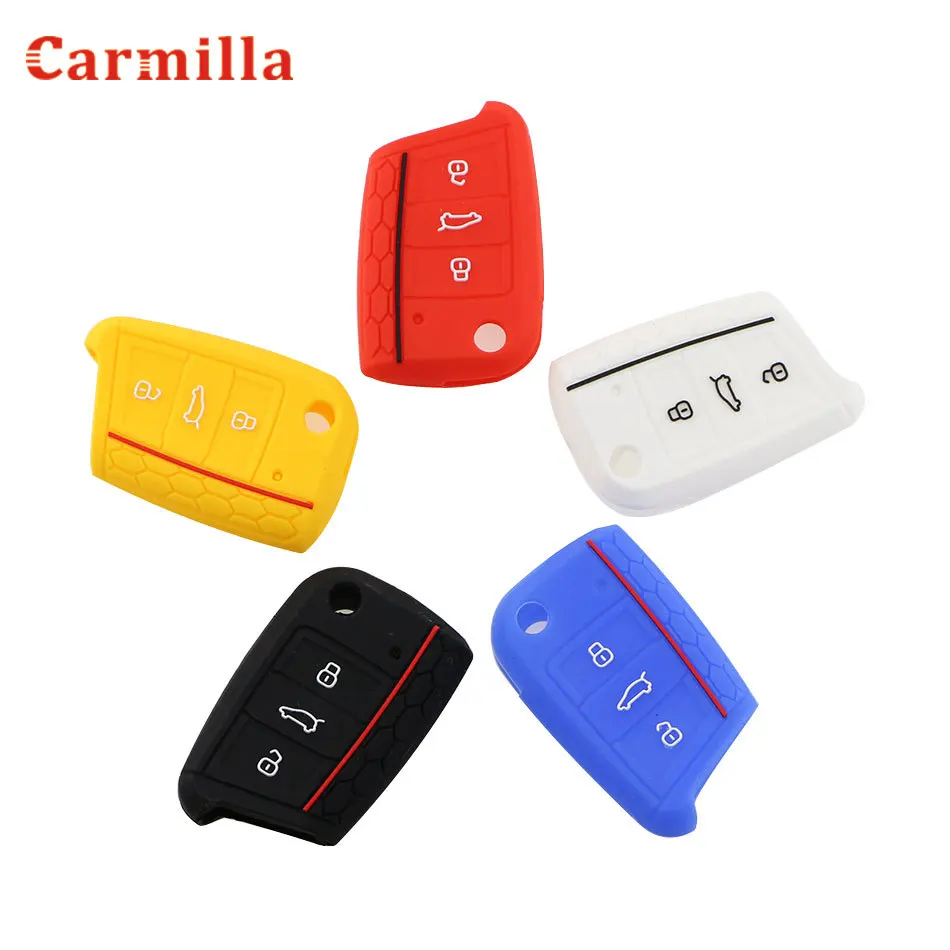 Silicone Key Case Cover for VW Polo Golf 7 Tiguan for Skoda Octavia Kodiaq Karoq for SEAT Ateca Leon Ibiza 2015 2016 2017 2018