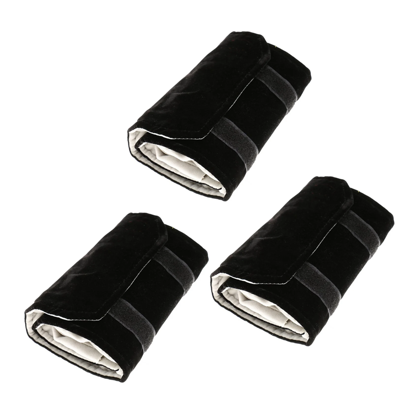 【COUPON!】{0}3X Jewelery Roll Jewelery Bag, Made of Flannel, for Ring, for Jewelry Storage When Traveling - Black, Gray, Small