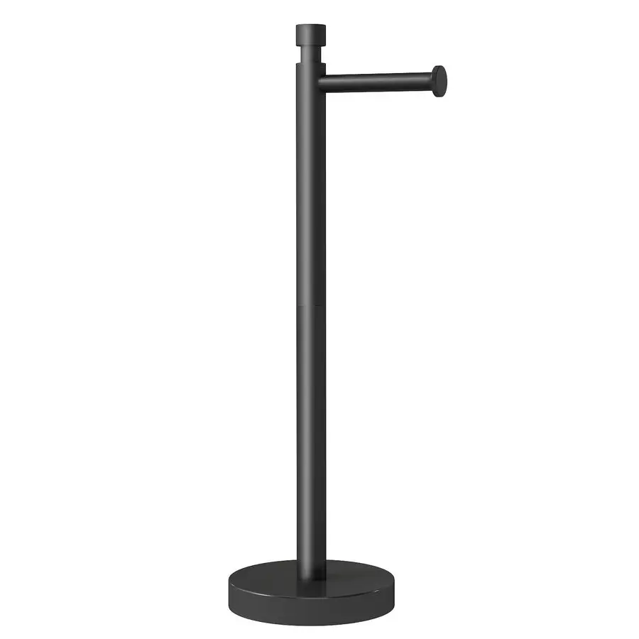 

Toilet Paper Holder Stand Freestanding, Weighted and Sturdy Matte Black Stainless Steel Stand Alone Toilet Paper Holder,NonSlip
