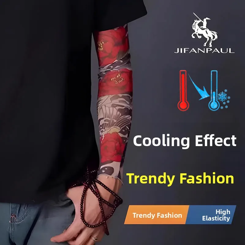 Protection solaire en soie glacée Sve couvre pour hommes et femmes conduite en plein air tatouage bras protecteur cyclisme garde bras à la mode hommes F...