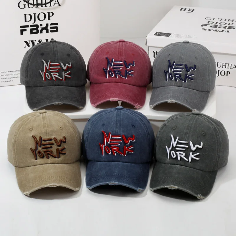 

Casual Washed Cotton Baseball Cap Men Solid Embroidered letters Denim Dad Hat Visor Spring Summer Outdoor Travel Trucker Caps