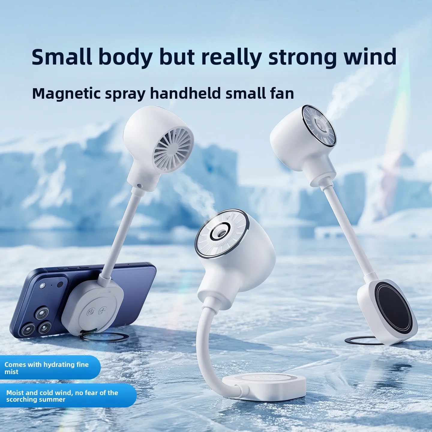 2Pcs new mobile phone magnetic fan, desktop handheld fan USB charging foldable game spray bracket small fan