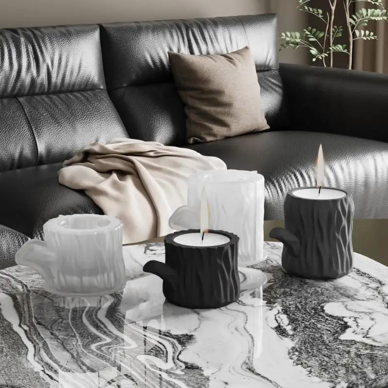 

Silicone Cup Mold Tree Stump Shaped Plaster Mould Planter Mold F3MD